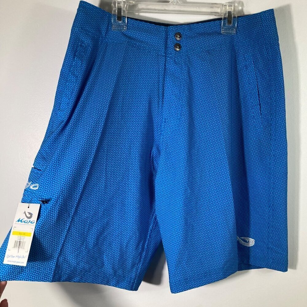 Mens Mojo Blue Dot Tech Board Performance Shorts‎ 30 NWT 2 toned blue